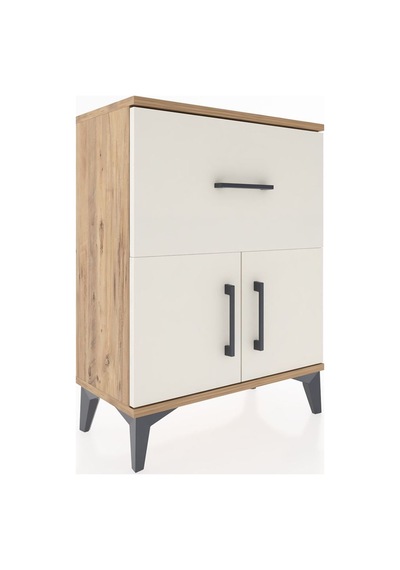 Arges Komodin 3 Raflı Tek Çekmeceli 2 Kapaklı 60x30x80 Çam-ay... Çam