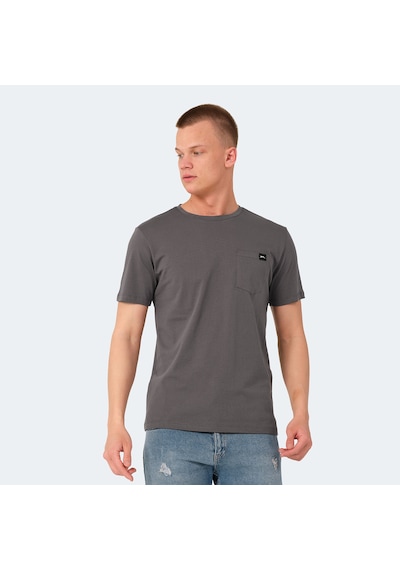 Slazenger VESELA Erkek Cepli Koyu Gri Tişört