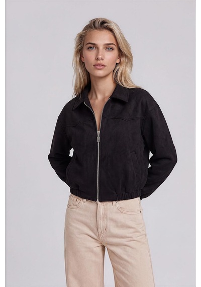 Vitrin Süet Bomber Ceket Siyah