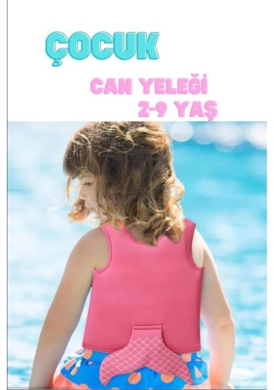 2-9 Yaş Pembe Kuyruklu Sünger Yüzme Can Yeleği Çocuklar İçin Yüzdürme Ekipmanı Havuz Can Simidi