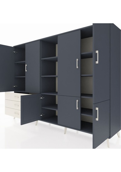 Hyperion Dolap 11 Raflı 3 Çekmeceli 7 Kapaklı 220x44x163 Antrasit Antrasit-antrasit/aytaşı Hyperion Dolap 11 Raflı 3 Çekmeceli 7 Kapaklı 220x44x163 Antrasit Antrasit-antrasit/aytaşı