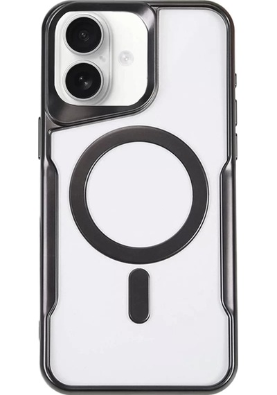 Newface Apple Uyumlu iPhone 16 Plus Kılıf Boyi Magsafe Silikon Kapak - Siyah Beyaz
