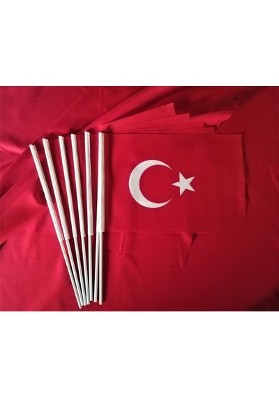 Çubuklu Raşel Kumaş Türk Bayrağı 10 Adet 30 x 45 CM