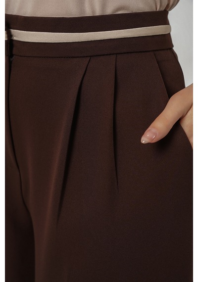 Bigdart Kadın Geniş Paça Kumaş Pantolon 30088 - Kahverengi