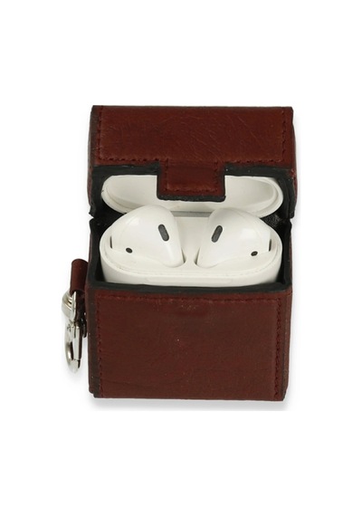 Apple, Uyumlu AirPods 2 2.nesil Deri Kılıf - Bordo