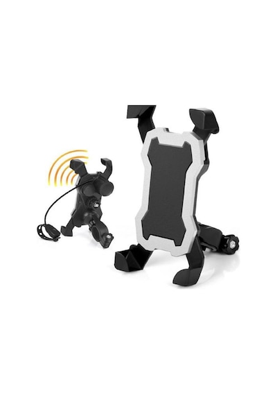 Bisiklet Motorsiklet Atv Motosiklet Telefon Tutucu Tutacağı Kornalı Siyah-Gri