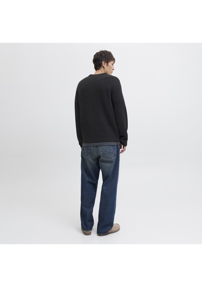 Jack & Jones Erkek Regular Fit Bisiklet Yaka Triko Kazak - Dover - 12278816 Siyah
