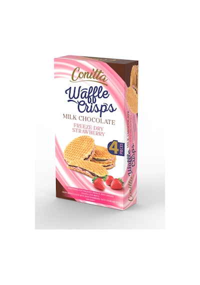 Conitta Waffle Crisps Çilek Kremalı Ve Sütlü Çikolatalı Çıtır Gofret 100 Gr. 1 Paket