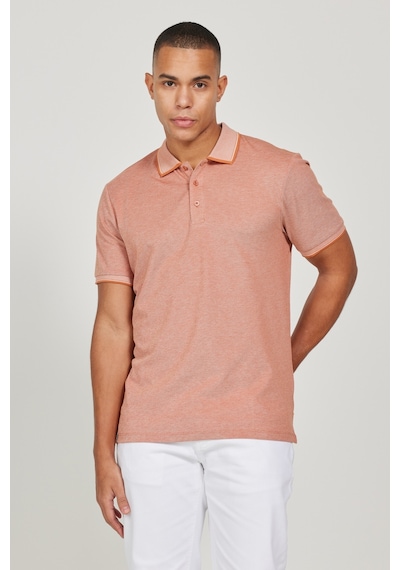 Ac&Co / Altınyıldız Classics 4A4820200047Ktes Düğmeli Polo Yaka Cepsiz Slim Fit Erkek Tişört Kiremit - Bej