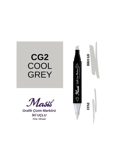 Çift Uçlu Marker Grafik Çizim Kalemi Cg2 Soğuk Gri