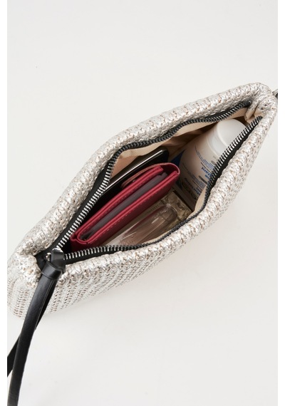 Vivaq Kadın Bellis Örgü Hasır Gümüş Astarlı Suni Deri Bilek Askılı Portföy El Ve Clutch Çanta