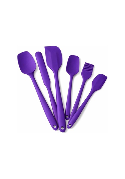 6 Parça Silikon Mutfak Gereçleri Seti, Isıya Dayanıklı Spatula, Fırça Ve Kaşık Seti, Yapışmaz Tencere Dostu, Kırmızı, Siyah Ve Mor Renk Seçenekleri Mor Çok Renkli