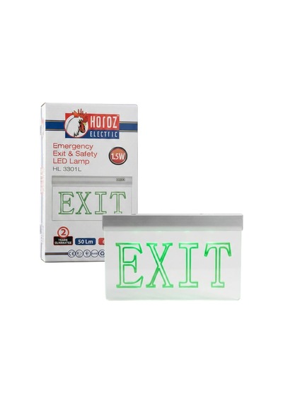 Horoz Zoff 1.5w 50 Lümen Şarjlı Camlı Acil Çıkış Exit Levhası-206735