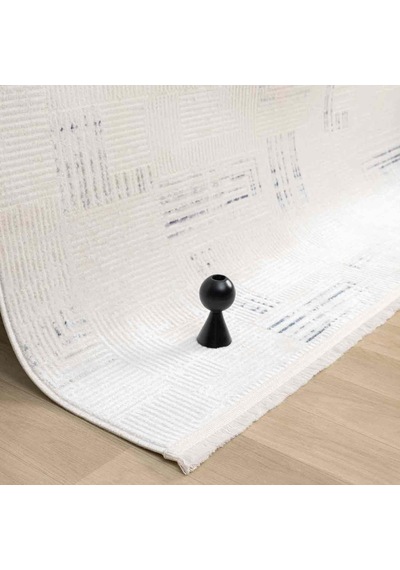 Krem Kahve Ton Sür Ton Geometrik Yıkanabilir Halı - Ng15500ms Beyaz