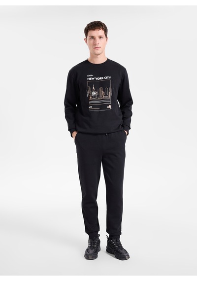 National Geographic N6wm-ea4120 Siyah Erkek Relaxed Yan Cep Fermuarlı Süprem Sweatpant