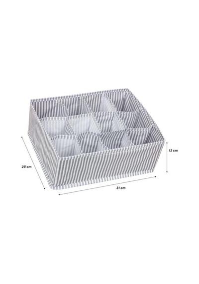 Gri 12 Bölmeli Gri Çok Amaçlı Organizer - Çekmece Organizeri 31x25x12cm Kumaş Pembe Tr Diğer