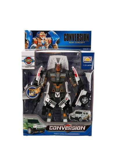 1:24 Sesli Ve Işıklı Dönüşebilen Robot 22 Cm Beyaz Hummer