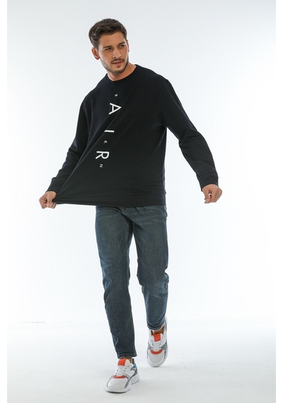 Erkek Bisiklet Yaka Regular Fit Air Baskılı Sweatshirt Spr22sw13 001