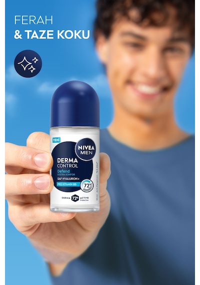 Men Erkek Roll-on Deodorant Derma Control Defend 50ml, 72 Saat Anti-perspirant, Alkolsüz, Hyaluron