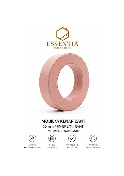 Mobilya Kenar Bandı Soluk Pembe 20mmx5mt Ütü Bandı Soluk Pempe
