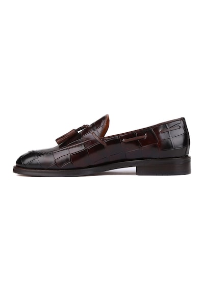 Shoetyle - Kahverengi Croco Deri Püsküllü Erkek Klasik Ayakkabı 250-7951-841-kahverengi