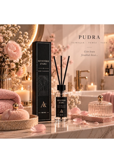 Premium Oda Kokusu Bambu Çubuklu Beyaz Şişe 100 Ml Pudra