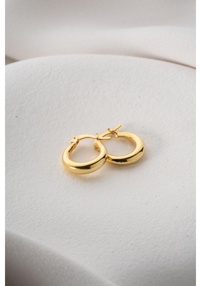 925 Ayar Gümüş Gold Rengi 15 Mm Halka Şarnel Küpe Gold