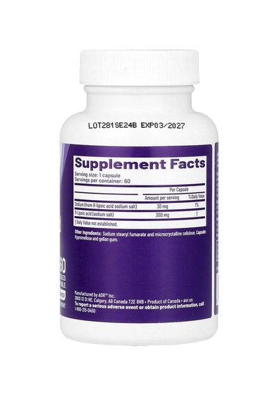 Advanced Orthomolecular Research Aor, R-lipoic Acid, 300 Mg, 60 Capsules