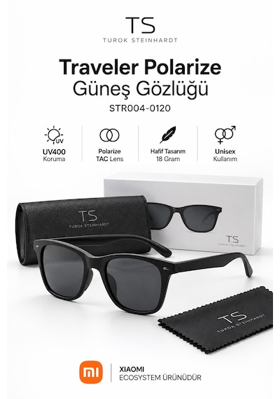 Xiaomi Ts Traveler Polarize Güneş Gözlüğü Uv400 Tr90 Tac Lens Siyah Çerçeve Unisex Uva Ve Uvb Koruma Str004-0120