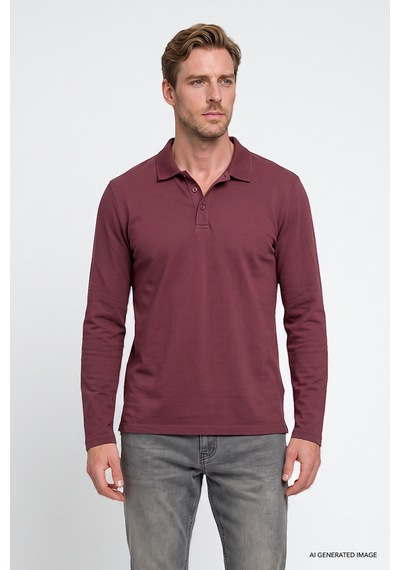 Ac&Co / Altınyıldız Classics Erkek Bordo %100 Pamuk Standart Fit Normal Kesim Polo Yaka Sweatshirt