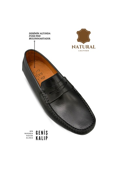 Sermoda Erkek Loafer - Hakiki Deri Rok Loafer Erkek Ayakkabı Siyah