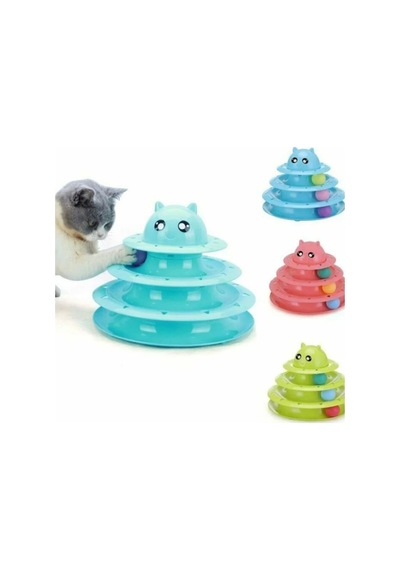 Easy Pet 3 Katlı Kedi Başlıklı Kedi Oyuncağı Çok Renkli