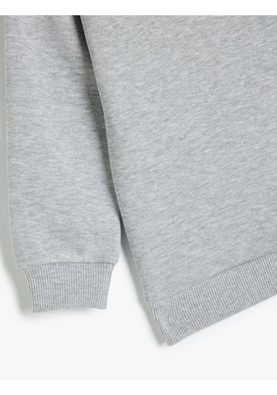 Koton Pamuklu Bisiklet Yaka Uzun Kollu Basic Sweatshirt Gri 5wkb10599tk Gri