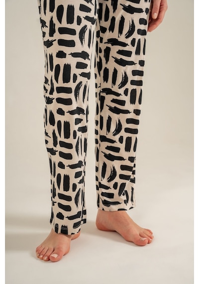 Pierre Cardin Kadın Siyah Nakışlı Uzun Kol Pijama Takım Pc9300-s-v1 Pc9300-s-v1