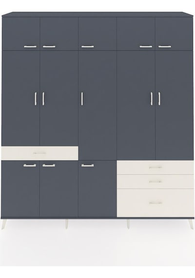 Hyperion Dolap 8 Raflı 4 Çekmeceli 3 Askılı 220x44x243 Antrasit-antrasit/aytaşı Antrasıt/aytası Hyperion Dolap 8 Raflı 4 Çekmeceli 3 Askılı 220x44x243 Antrasit-antrasit/aytaşı Antrasıt/aytası