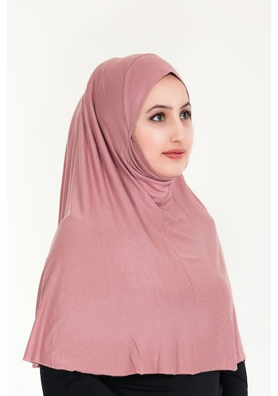 Peçeli Hazır Türban Pratik Şal Hijab Namaz Örtüsü Gulkurusu