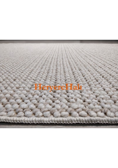 Motto Plain Beige Yumuşak Tuşeli Örgü Dokuma Modern Makine Halısı