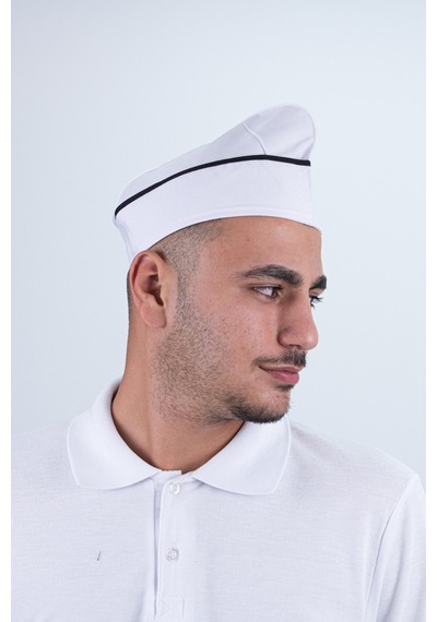 Chef Bone Kep Aşçı Şef Şapkası Beyaz Siyah Biyeli Çok Renkli