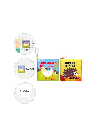 2 Kitap Tox Ingilizce Çiftlik Hayvanları ve Orman Hayvanları Kumaş