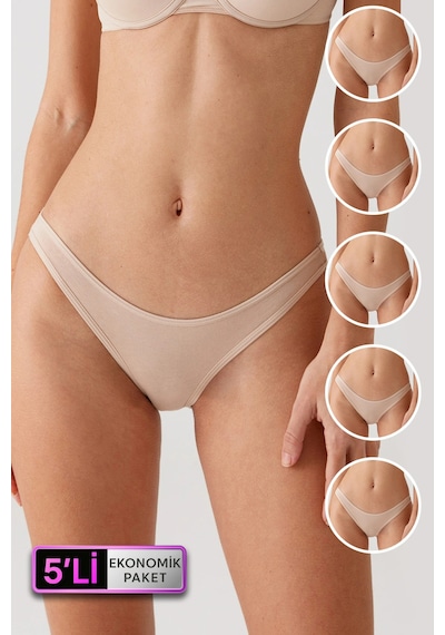 Pierre Cardin Kadın 5'li Ekonomik Paket Ten 2055 Basic Brief Pamuklu Külot