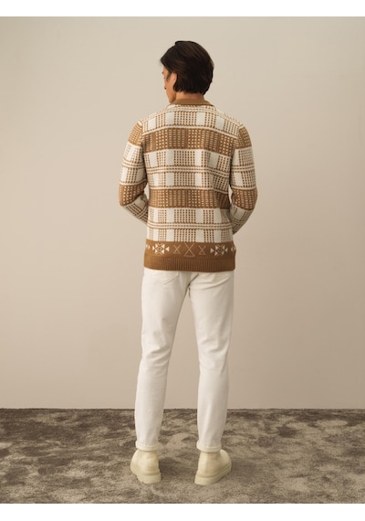 Xint Camel Lüks Pamuk Dokulu Regular Fit Kazak 801760