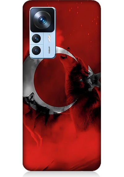 Xiaomi Mi 12t Uyumlu Silikon Kılıf Türk Bayrağı Ve Kurt