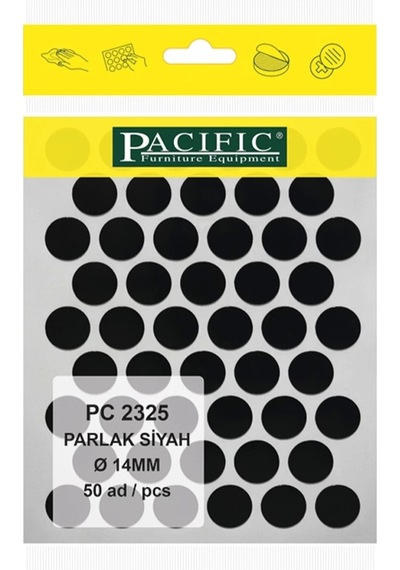 Parlak Siyah Pacıfıc Yapışkanlı Tapa-14mm