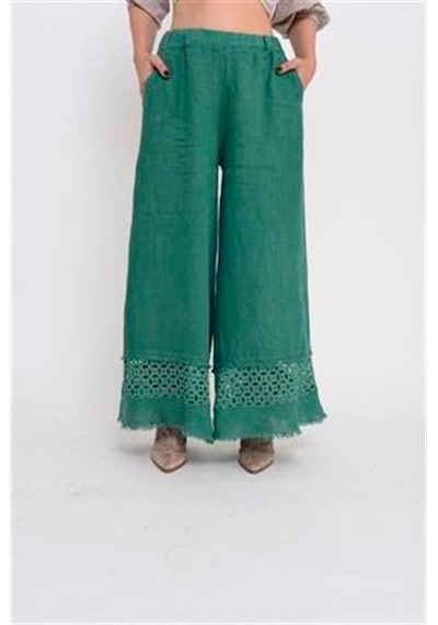 Eren Style İtalyan Fisto Detaylı Keten Pantolon-9186 Yeşil