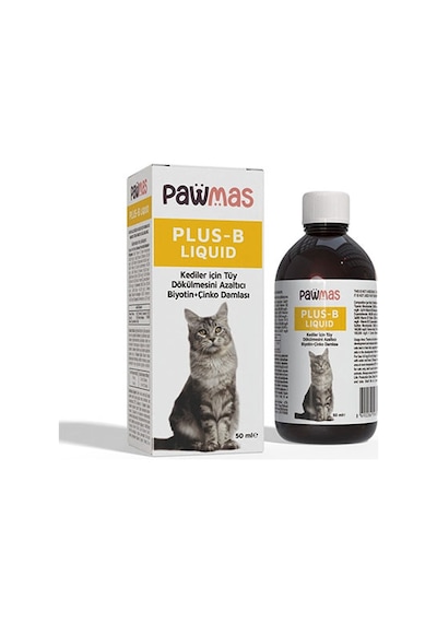 Pawmas Plus-b Liquid Kediler İçin Tüy Dökülmesini Azaltıcı Biyotin Ve Çinko Damlası 50 Ml 295-75000.01