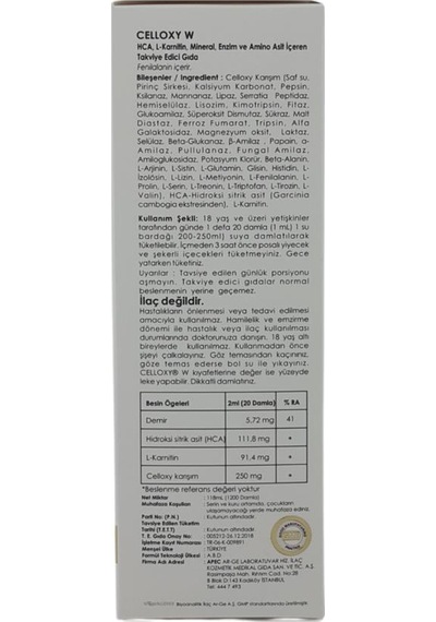 Celloxy W Damla 118   ML