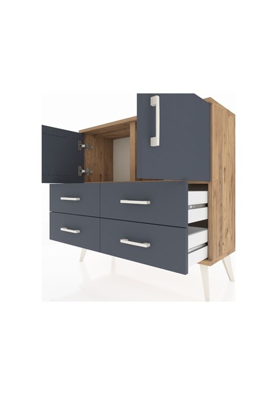 Arges Şifonyer 2 Raflı 4 Çekmeceli 2 Kapaklı 88x30x80 Çam-antrasit Antrasit Arges Şifonyer 2 Raflı 4 Çekmeceli 2 Kapaklı 88x30x80 Çam-antrasit Antrasit