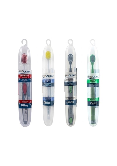 Difaş Proclinic Smokers, Slim Soft, Stil Bamboo Ve Bamboo Charcoal Diş Fırçası Seti