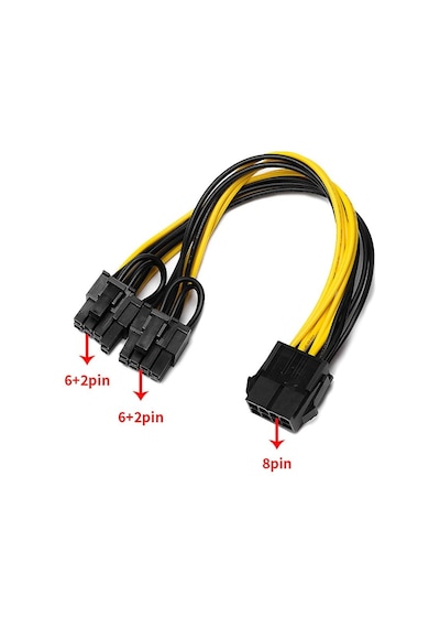PCI-E 8 Pin Dişi To 2x 8 Pin 6+2PIN Express Power Güç Y Kablo