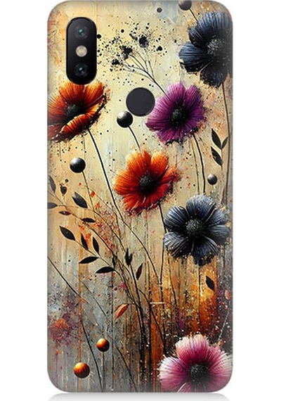 Xiaomi Redmi Note 5 Pro Uyumlu Rüzgarda Yalnız Çiçekler Desenli Silikon Kılıf Çok Renkli